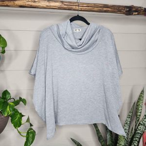 women's Small Grey Cowl Neck Poncho Sweater.